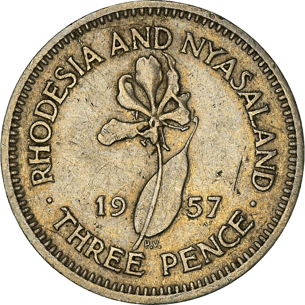 Moneta, Rhodesia e Nyasaland, Elizabeth II, 3 Pence, 1957, British Royal Mint