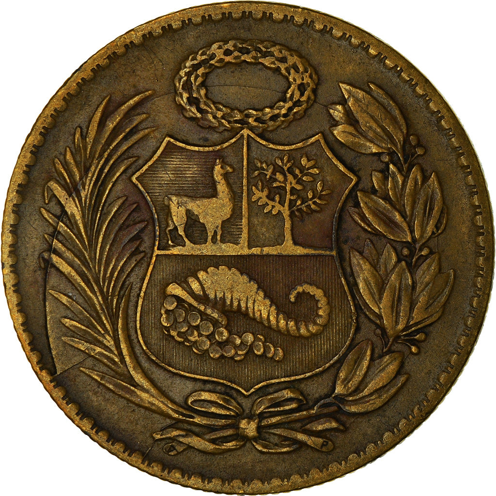 Coin, Peru, 1/2 Sol, 1945, EF(40-45), Brass, KM:220.5