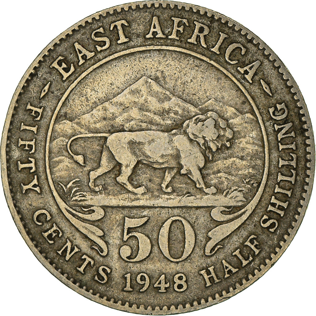 Moeda, ÁFRICA ORIENTAL, George VI, 50 Cents, 1948, EF(40-45), Cobre-níquel