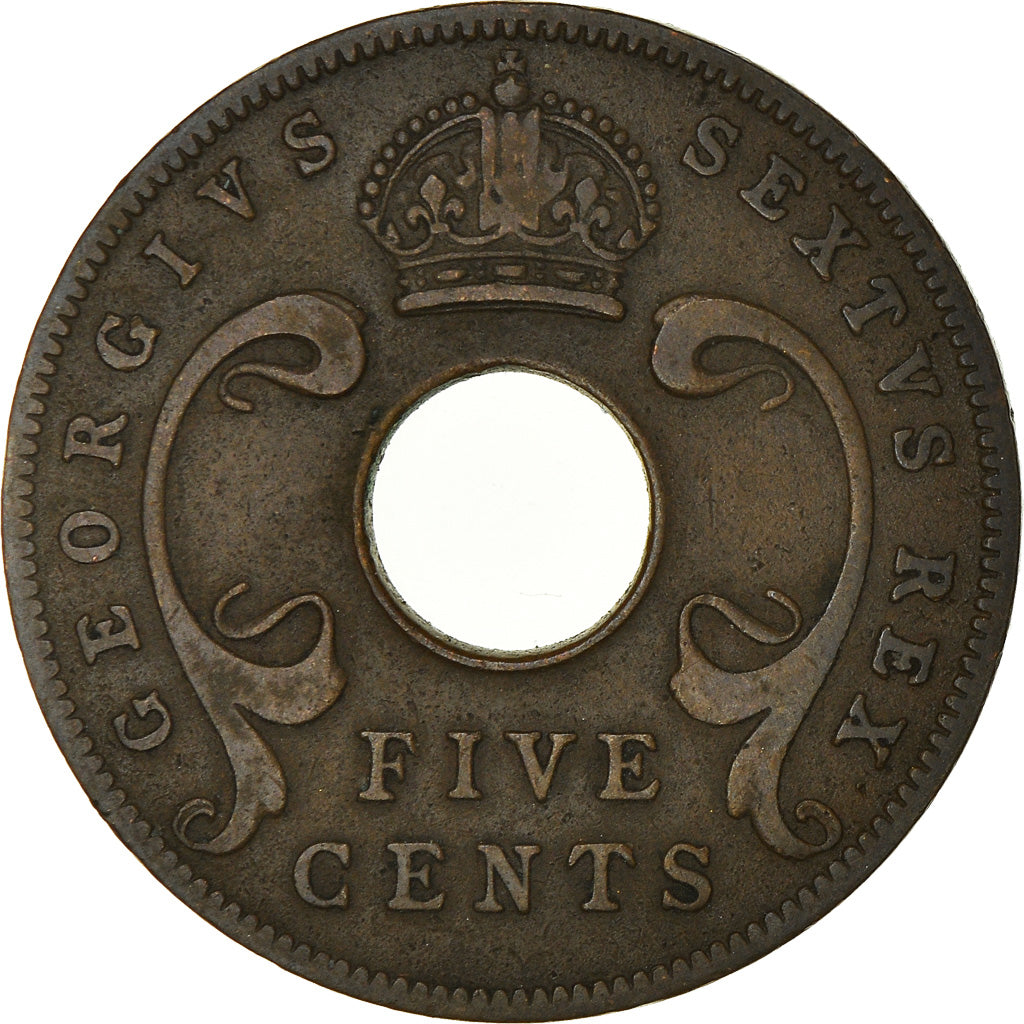 Monnaie, EAST AFRICA, George VI, 5 Cents, 1949, TTB, Bronze, KM:33