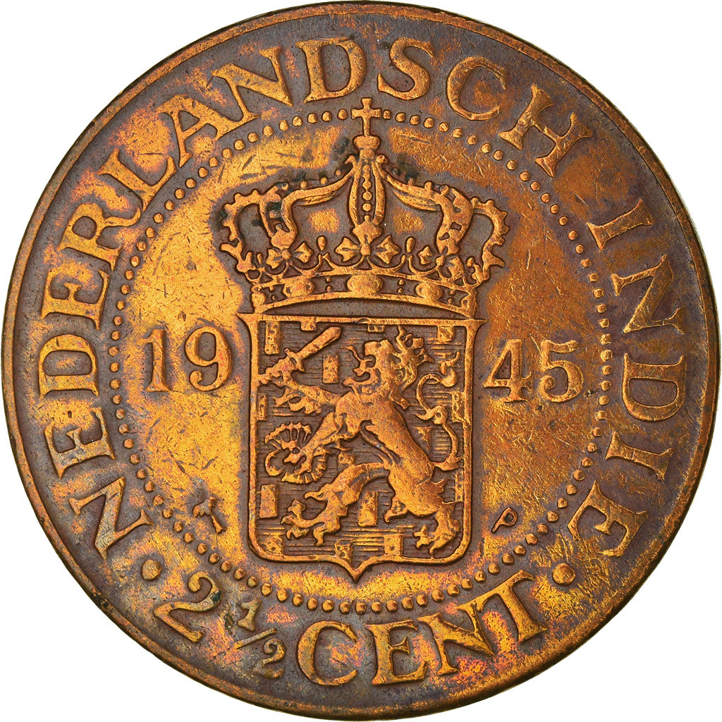 Monnaie, NETHERLANDS EAST INDIES, Wilhelmina I, 2-1/2 Cents, 1945, Utrecht, TTB