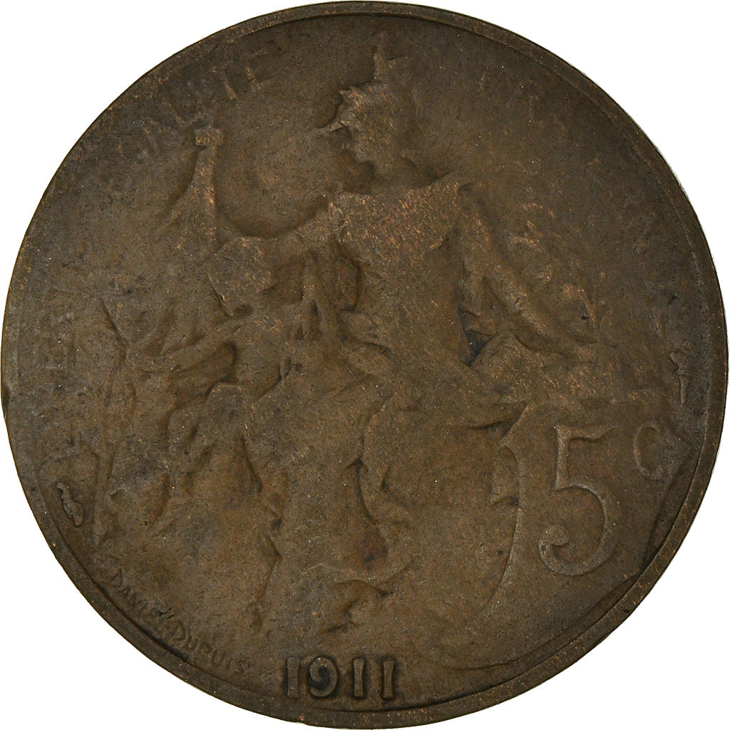 Munten, Frankrijk, Dupuis, 5 Centimes, 1911, Paris, ZG+, Bronzen, KM:842