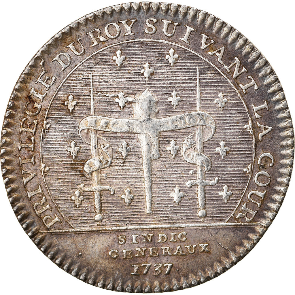 France, Jeton, Louis XV, Maison du Roi, Syndics Généraux, History, 1737, TTB+