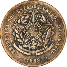Coin, Brazil, 20 Reis, 1889, EF(40-45), Bronze, KM:490