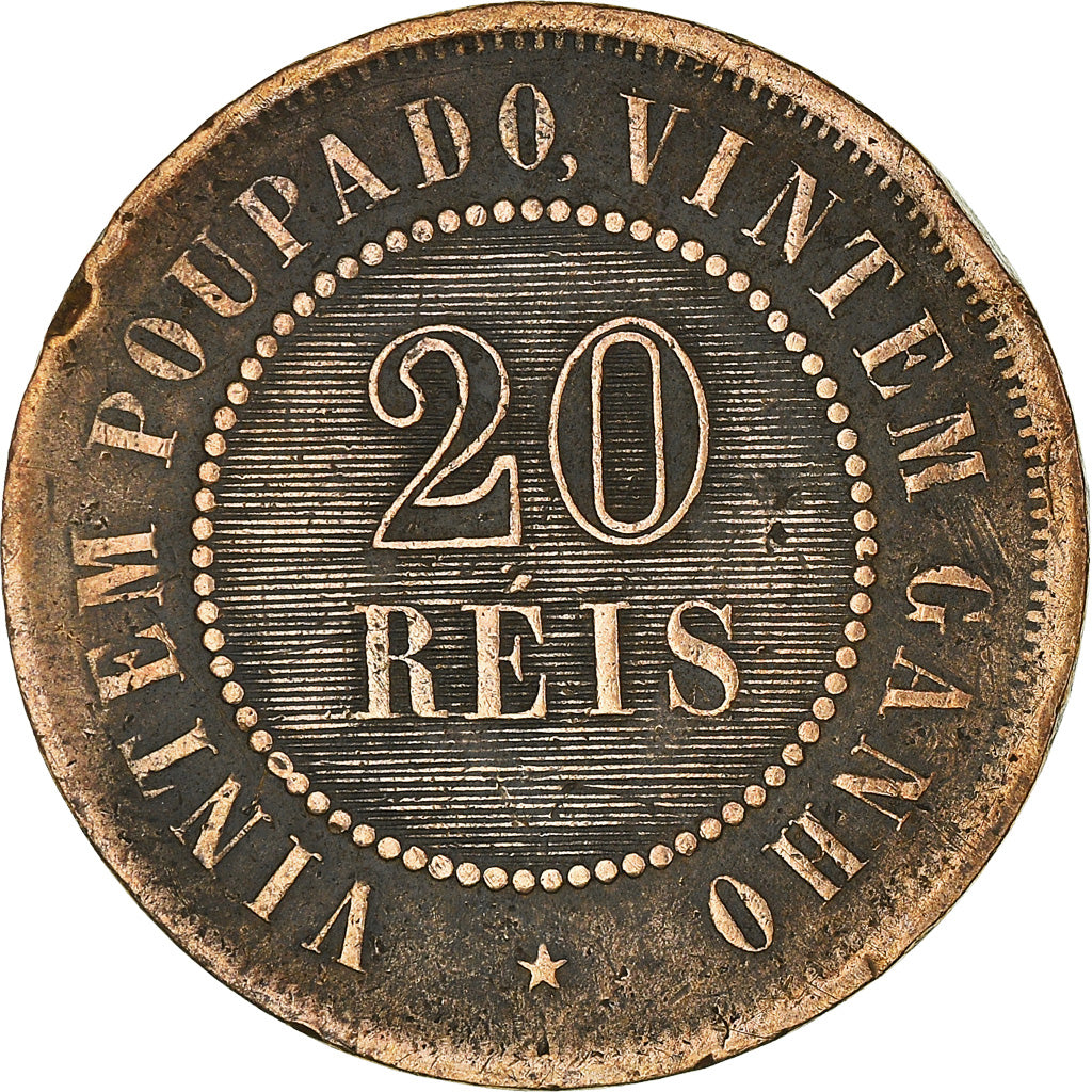 Coin, Brazil, 20 Reis, 1889, EF(40-45), Bronze, KM:490