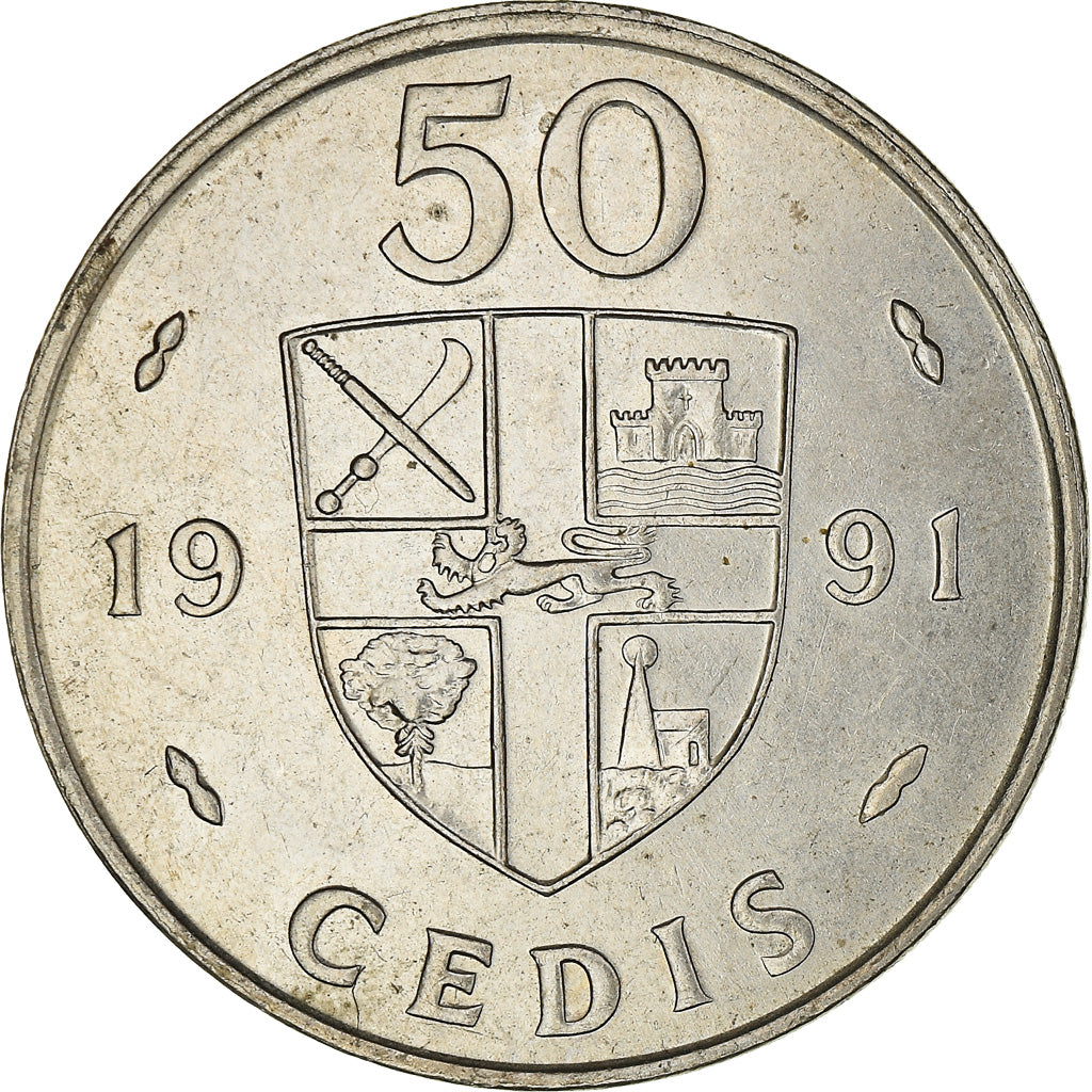 Monnaie, Ghana, 50 Cedis, 1991, TTB, Cupro-nickel, KM:31