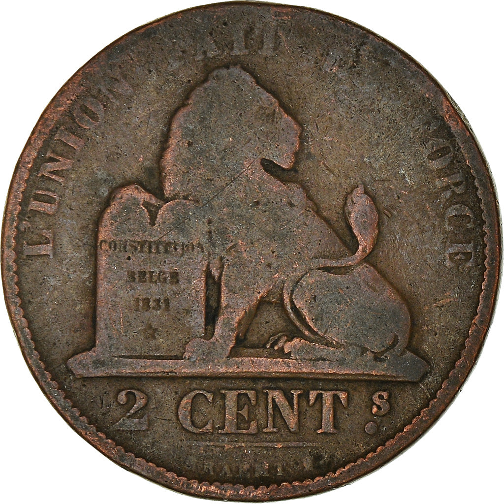 Moneta, Belgia, Leopold II, 2 Centimes, 1873, F(12-15), Miedź, KM:35.1