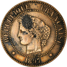 Monnaie, France, Cérès, 2 Centimes, 1897, Paris, TTB+, Bronze, Gadoury:105