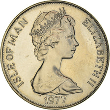 Coin, Isle of Man, Elizabeth II, Crown, 1977, Pobjoy Mint, AU(55-58)
