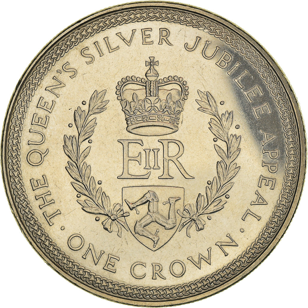 Coin, Isle of Man, Elizabeth II, Crown, 1977, Pobjoy Mint, AU(55-58)