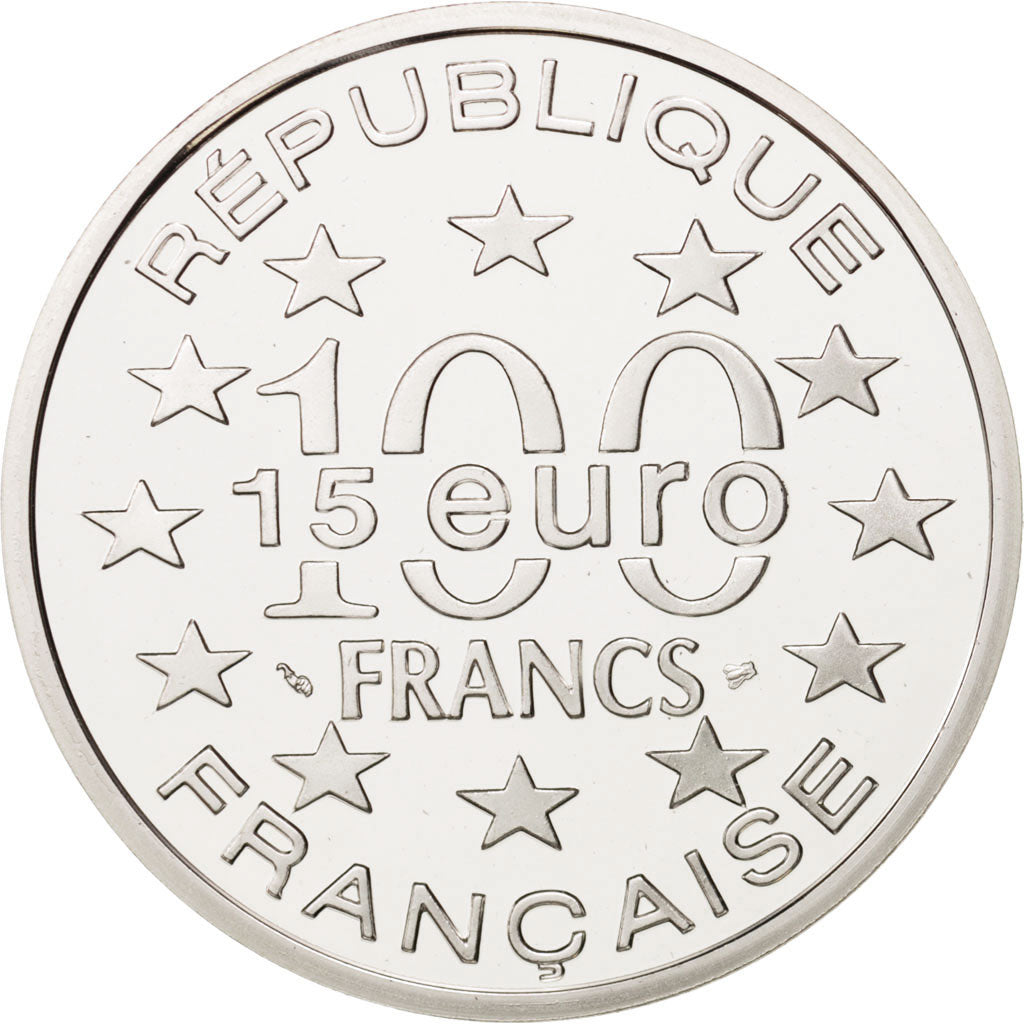 Coin, France, 100 Francs-15 Euro, 1997, Paris, MS(65-70), Silver, KM:1176