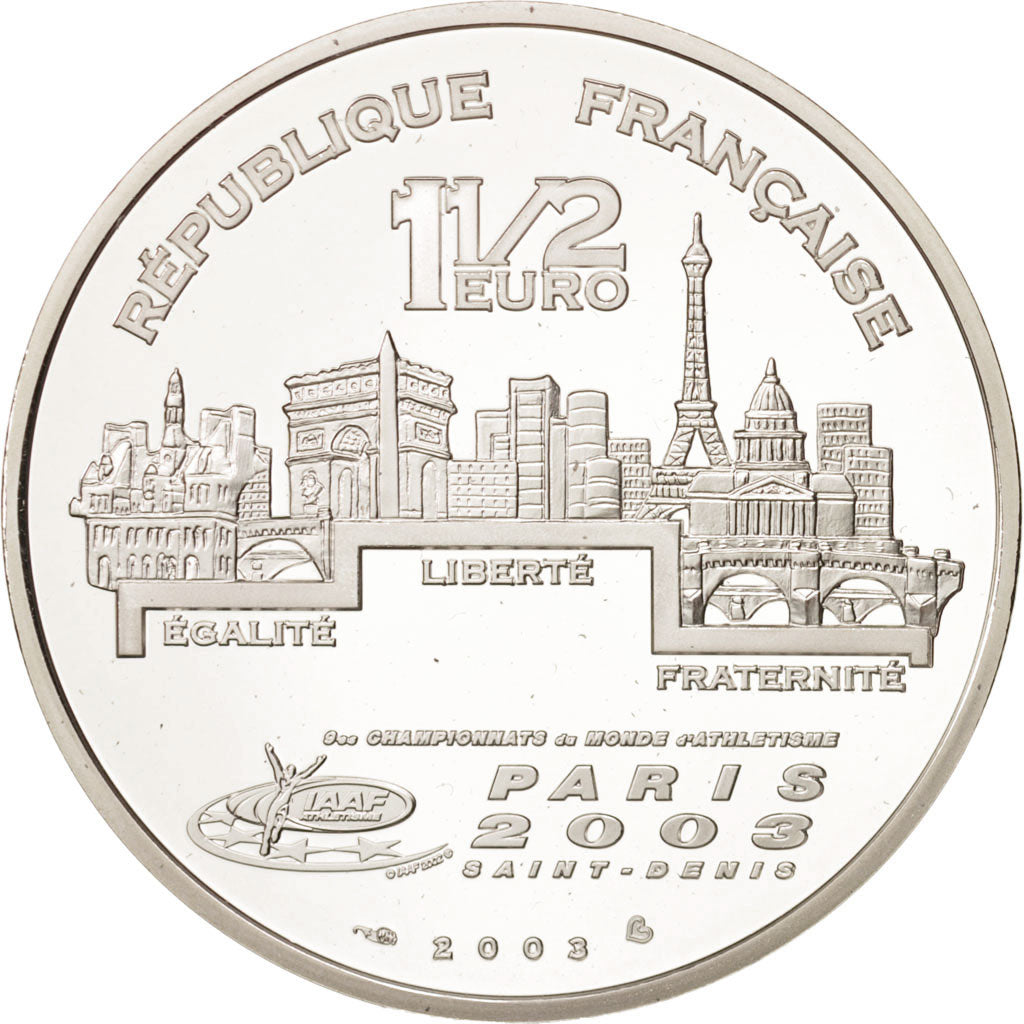Münze, Frankreich, 1-1/2 Euro, 2003, Paris, STGL, Silber, KM:1997