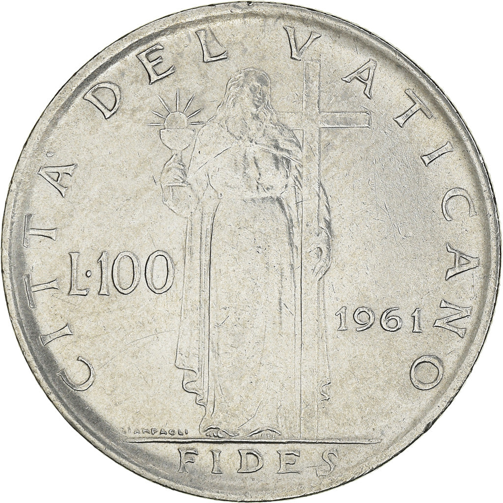 Münze, Vatikanstadt, John XXIII, 100 Lire, 1961, SS, Stainless Steel, KM:64.2