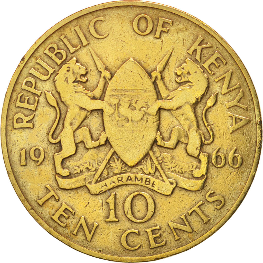 Kenya, 10 Cents, 1966, EF(40-45), Nickel-brass, KM:2
