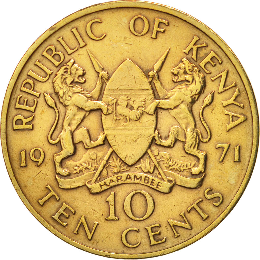 Kenya, 10 Cents, 1971, BB, Nichel-ottone, KM:11