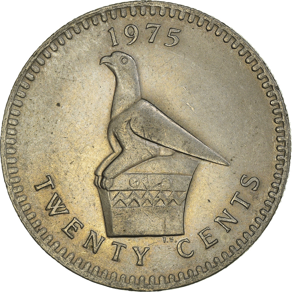 Coin, Rhodesia, 20 Cents, 1975, EF(40-45), Cupronickel, KM:15