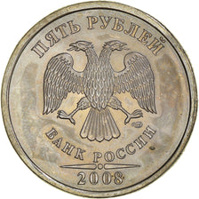 Coin, Russia, 5 Roubles, 2008, EF(40-45), Copper-Nickel Clad Copper, KM:799