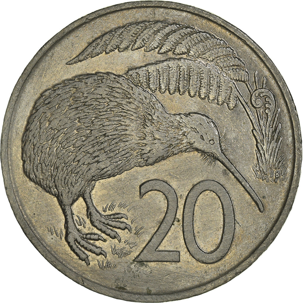 Moneta, Nowa Zelandia, Elizabeth II, 20 Cents, 1977, EF(40-45), Miedź-Nikiel