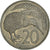 Moneda, Nueva Zelanda, Elizabeth II, 20 Cents, 1977, MBC, Cobre - níquel
