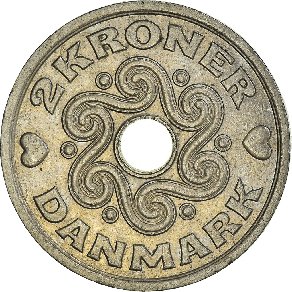 Moneta, Danimarca, Margrethe II, 2 Kroner, 1997, Copenhagen, BB, Rame-nichel