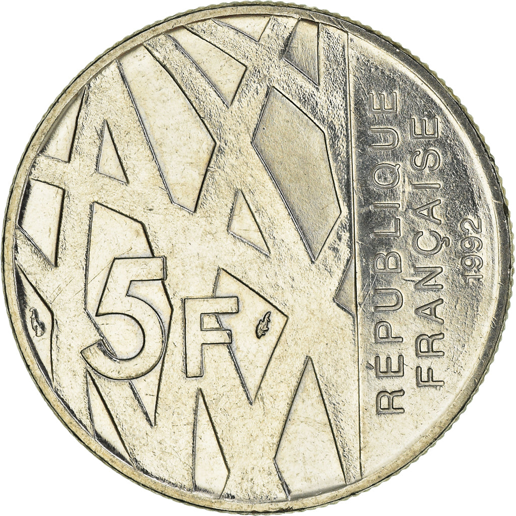 Munten, Frankrijk, Mendès France, 5 Francs, 1992, Paris, UNC-, Nickel, KM:1006