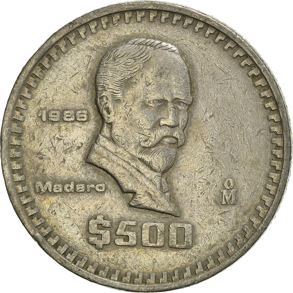 Moneta, Messico, 500 Pesos, 1986, Mexico City, MB+, Rame-nichel, KM:529