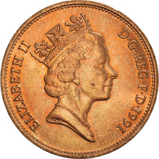 Moneda, Gran Bretaña, Elizabeth II, 2 Pence, 1991, MBC+, Bronce, KM:936