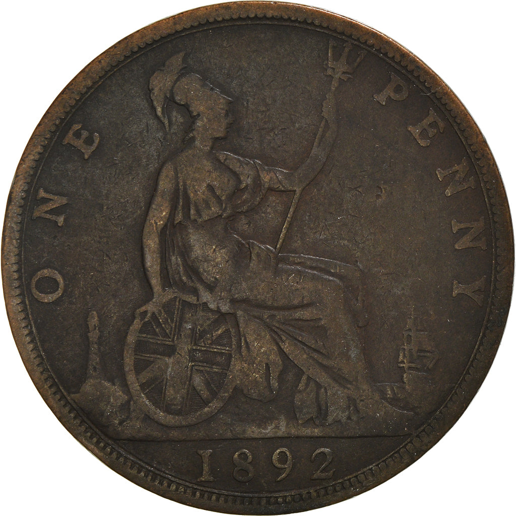 Coin, Great Britain, Victoria, Penny, 1892, F(12-15), Bronze, KM:755