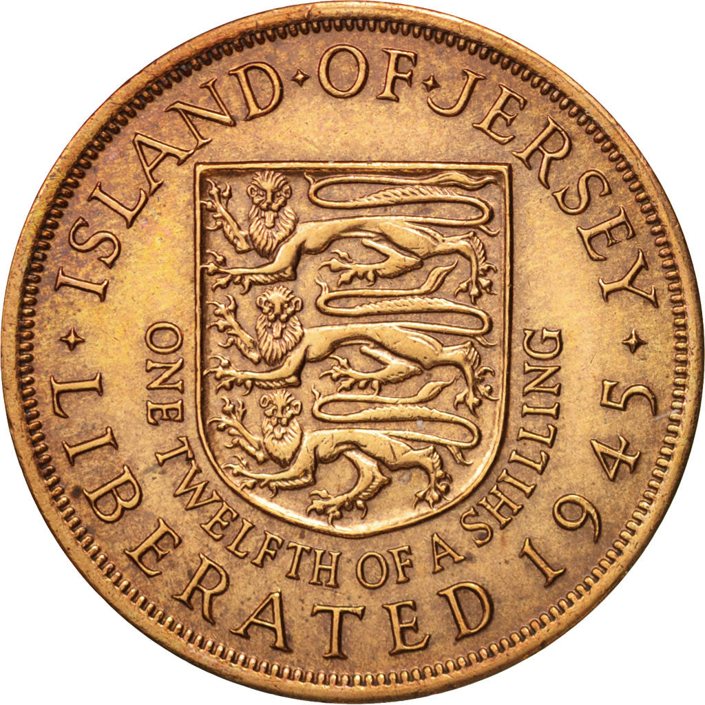Jersey, George VI, 1/12 Shilling, 1945, SPL-, Bronzo, KM:19