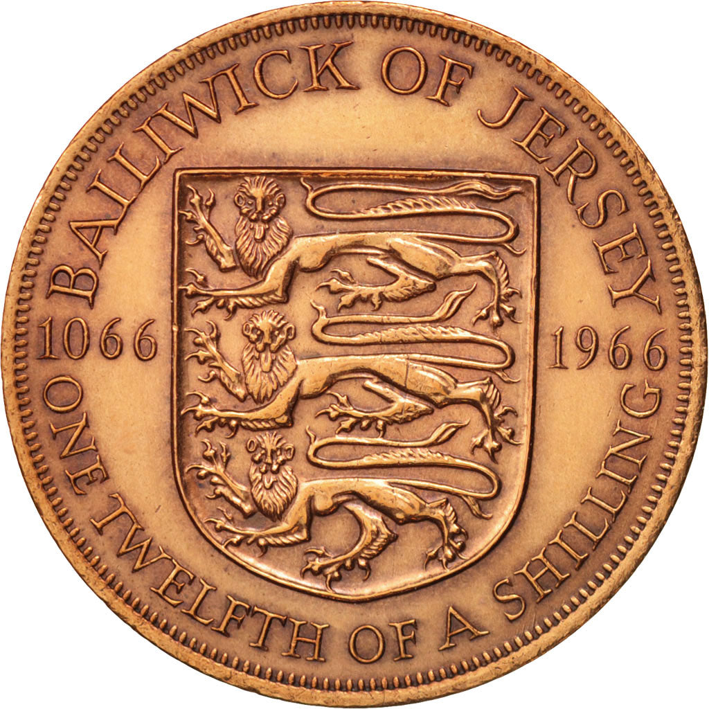 Jersey, Elizabeth II, 1/12 Shilling, 1966, AU(50-53), Bronze, KM:26
