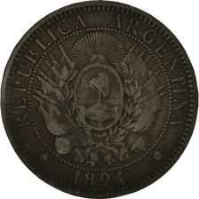 Coin, Argentina, 2 Centavos, 1894, VF(30-35), Bronze, KM:33