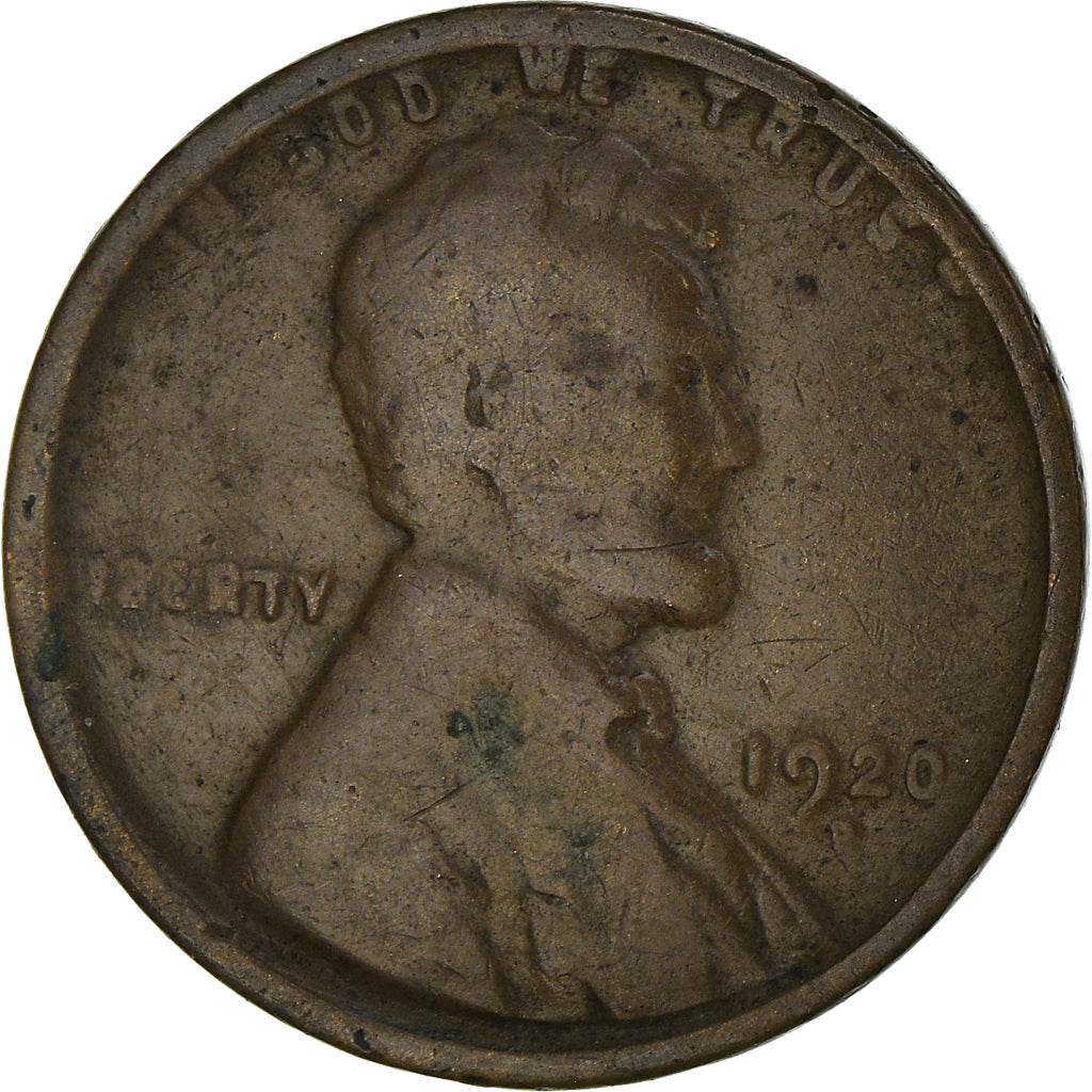 Coin, United States, Lincoln Cent, Cent, 1920, U.S. Mint, Denver, VF(20-25)