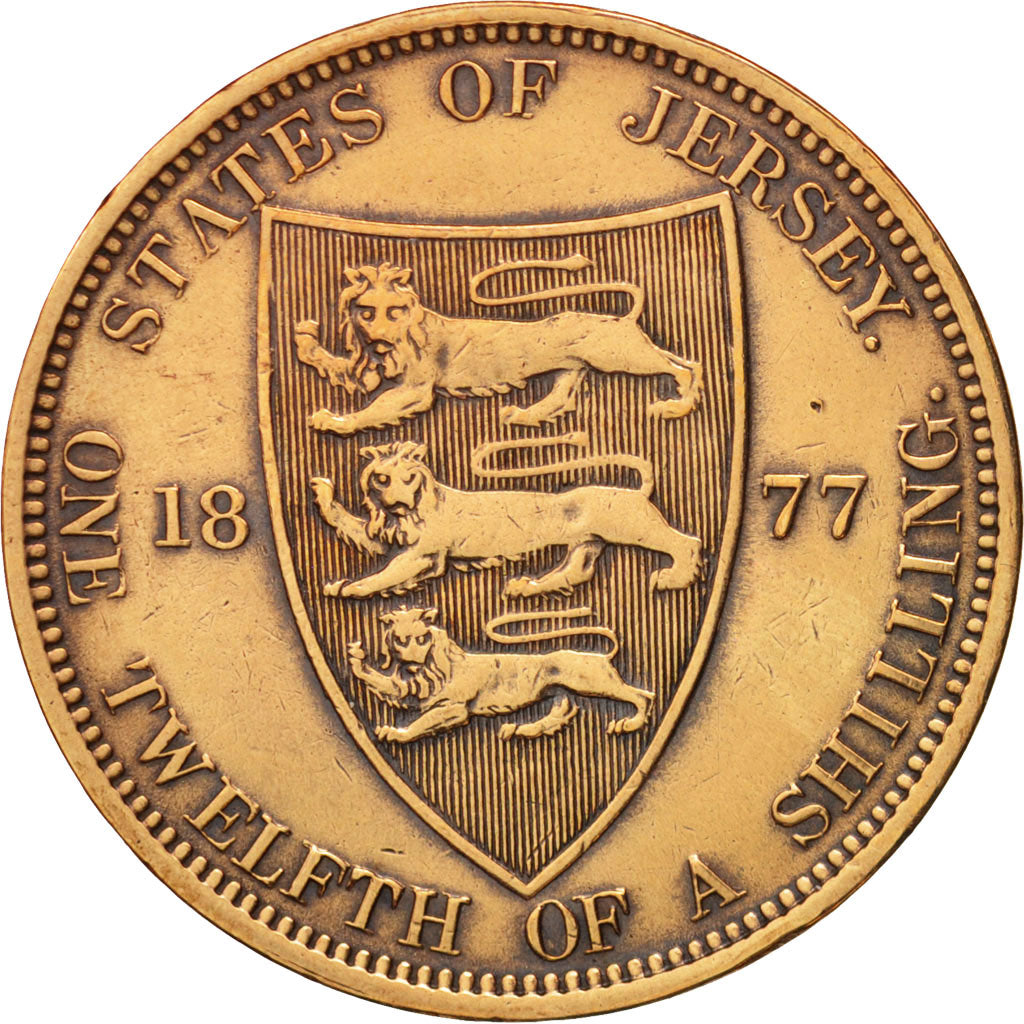 Jersey, Victoria, 1/12 Shilling, 1877, MB+, Bronzo, KM:8