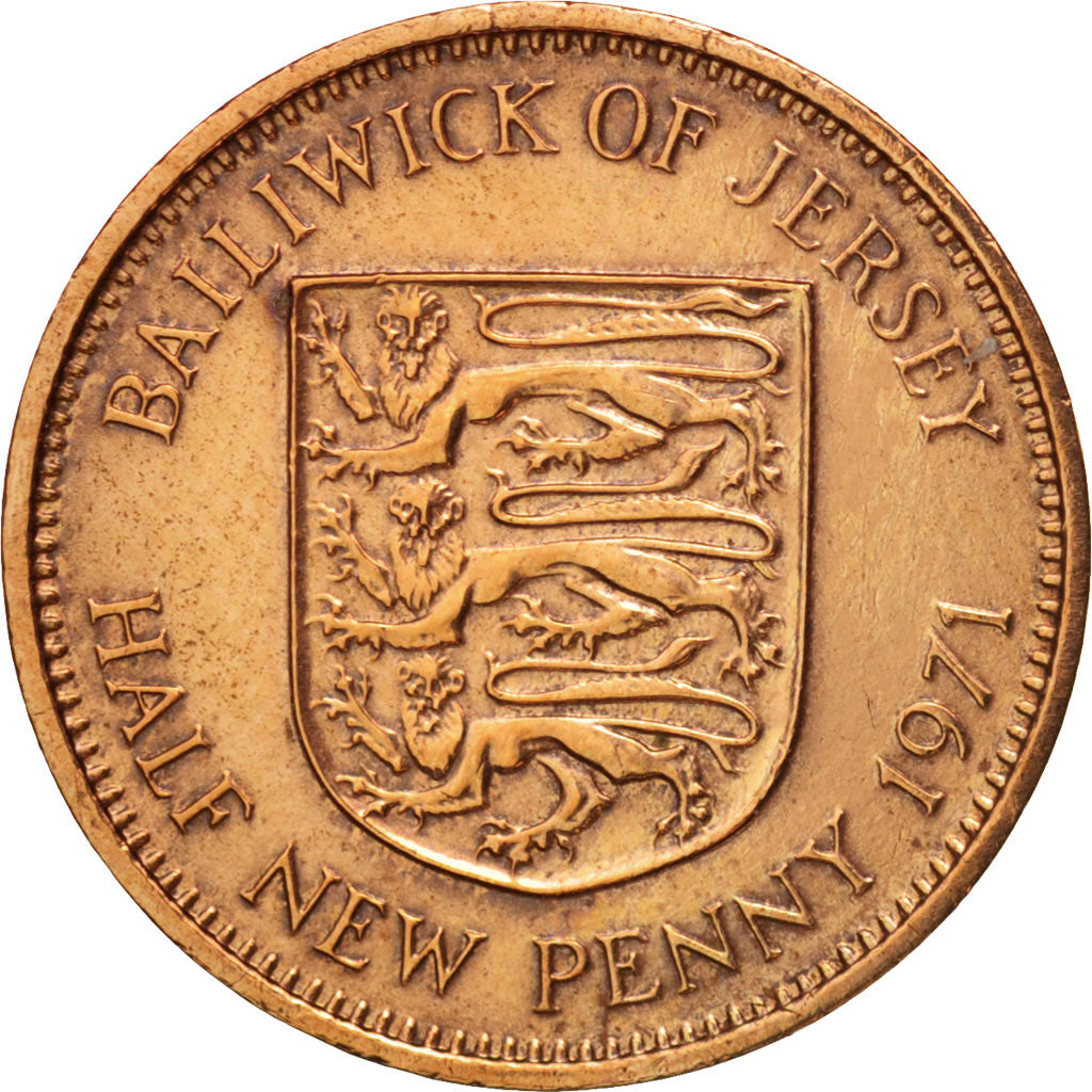 Moneda, Jersey, Elizabeth II, 1/2 New Penny, 1971, SC, Bronce, KM:29