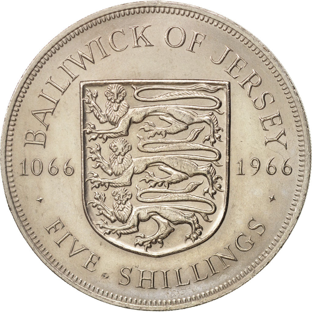 Moneta, Jersey, Elizabeth II, 5 Shilling, 1966, SPL-, Rame-nichel, KM:28