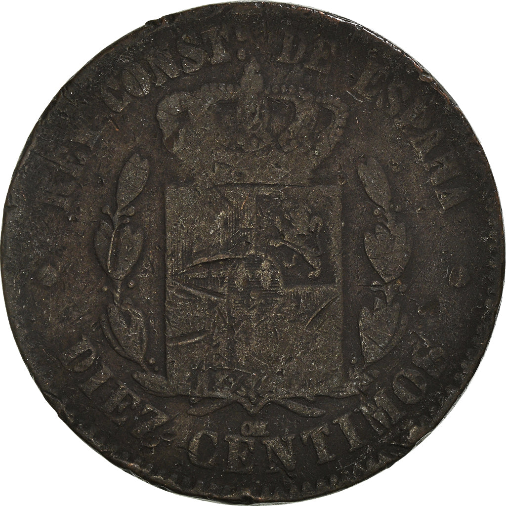 Moneta, Spagna, Alfonso XII, 10 Centimos, 1879, Barcelona, MB, Bronzo, KM:675