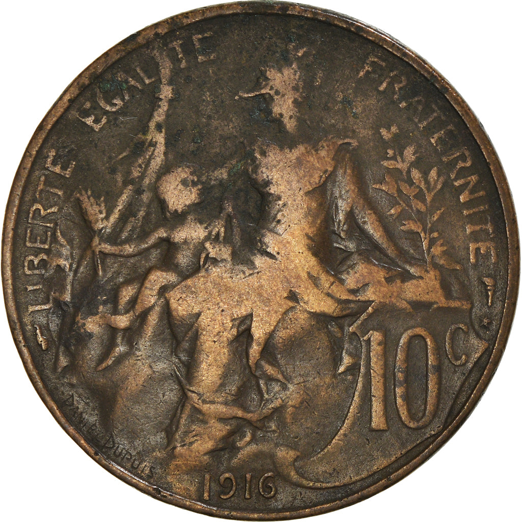 Münze, Frankreich, Dupuis, 10 Centimes, 1916, Paris, S, Bronze, KM:843