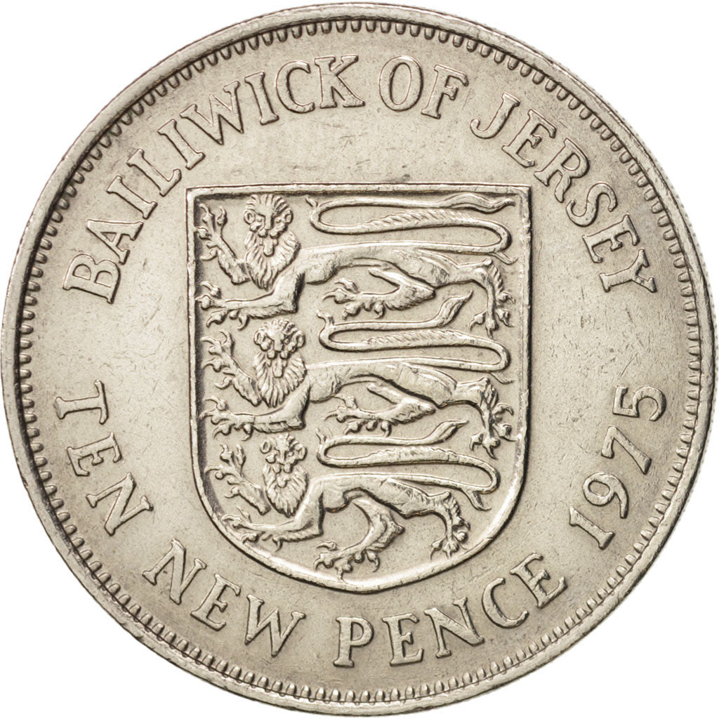 Monnaie, Jersey, Elizabeth II, 10 New Pence, 1975, TTB, Copper-nickel, KM:33