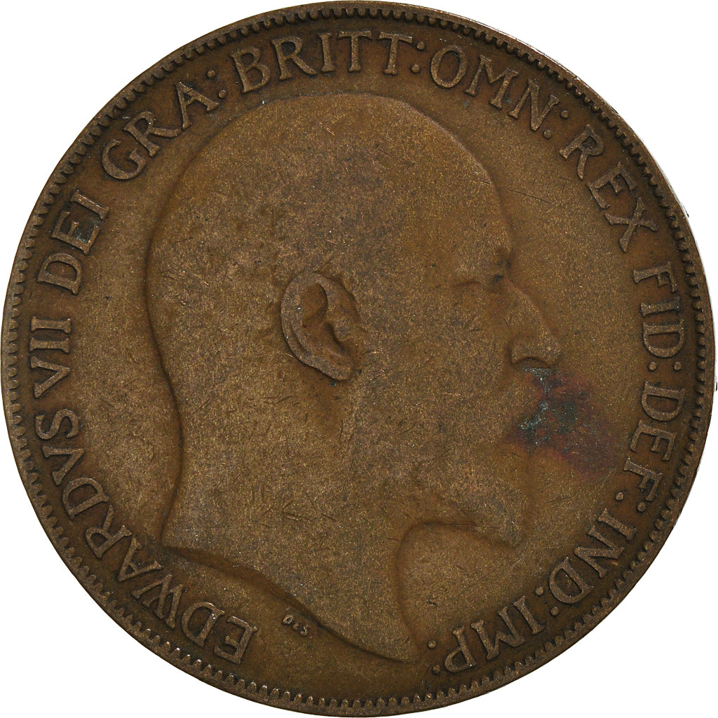 Coin, Great Britain, Edward VII, Penny, 1909, VF(30-35), Bronze, KM:794.2