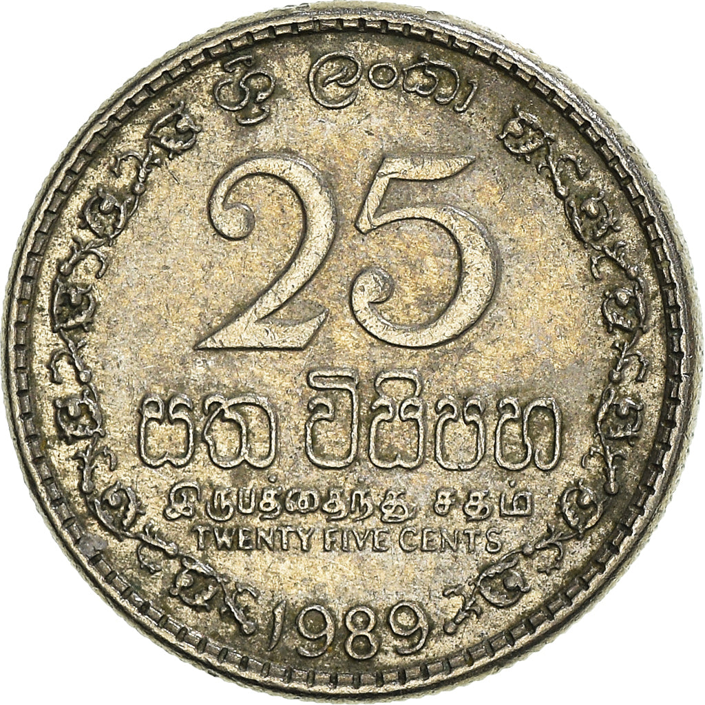 Münze, Sri Lanka, 25 Cents, 1989, SS, Kupfer-Nickel, KM:141.2