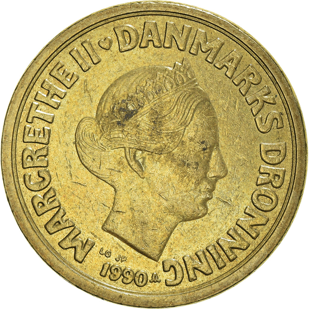 Moneta, Danimarca, Margrethe II, 10 Kroner, 1990, Copenhagen, BB
