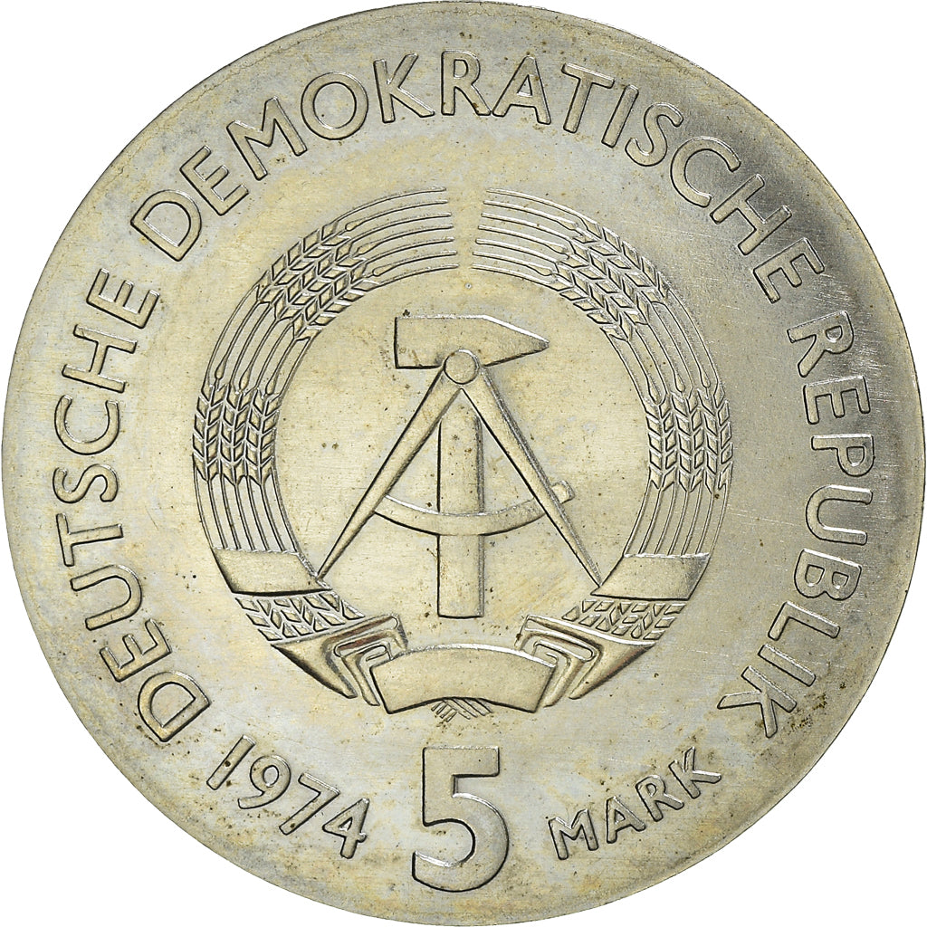 Coin, GERMAN-DEMOCRATIC REPUBLIC, 5 Mark, 1974, Berlin, AU(55-58)