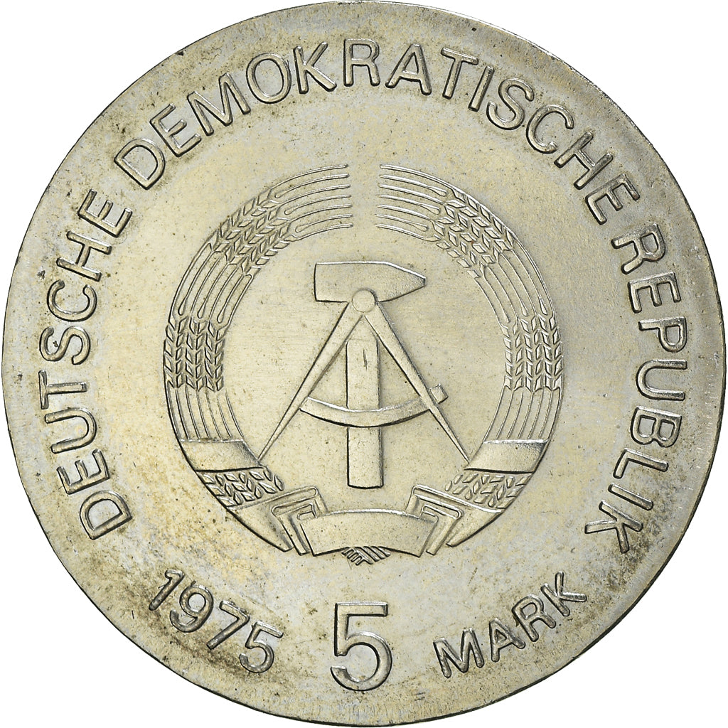 Coin, GERMAN-DEMOCRATIC REPUBLIC, 5 Mark, 1975, AU(55-58), Copper-nickel, KM:55