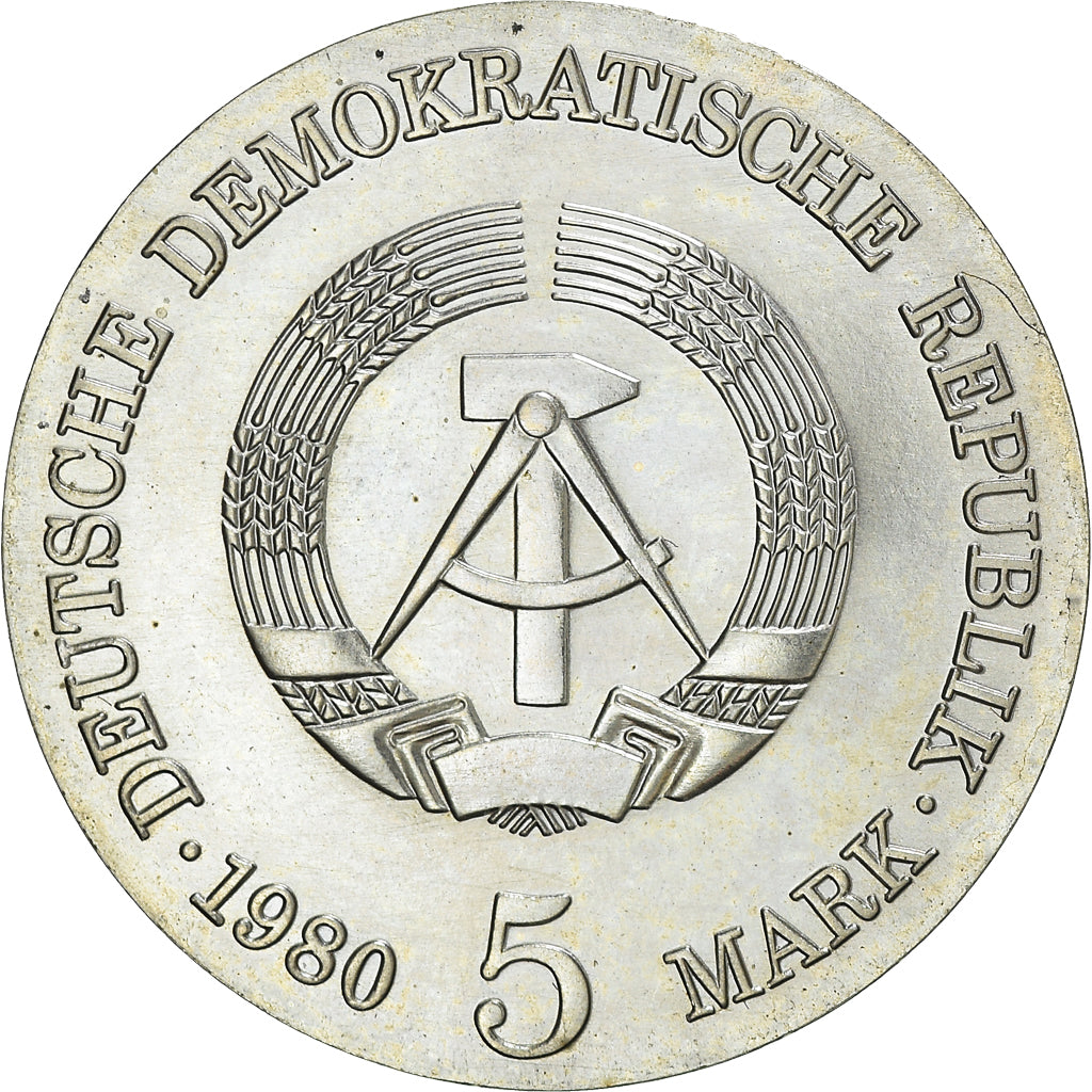 Coin, GERMAN-DEMOCRATIC REPUBLIC, 5 Mark, 1980, MS(60-62), Copper-nickel, KM:76