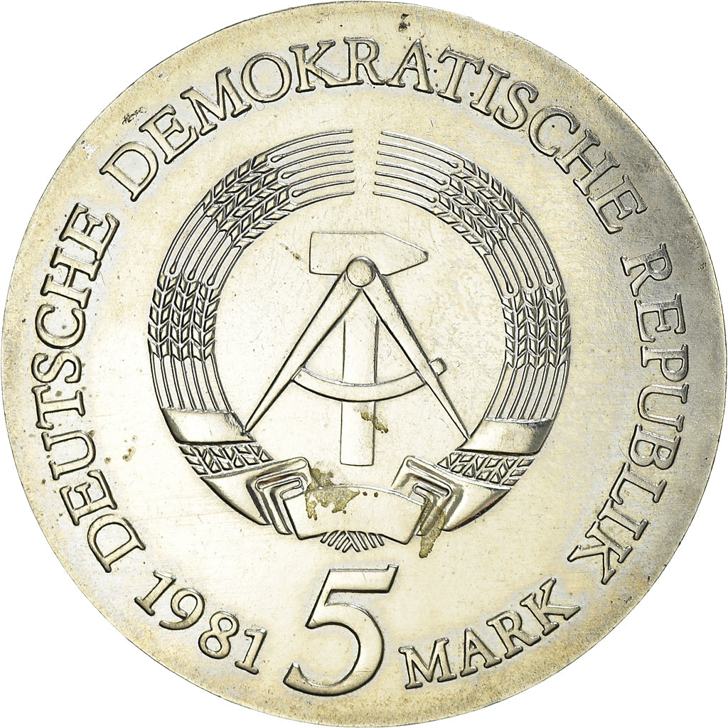Coin, GERMAN-DEMOCRATIC REPUBLIC, 5 Mark, 1981, AU(55-58), Copper-nickel, KM:79