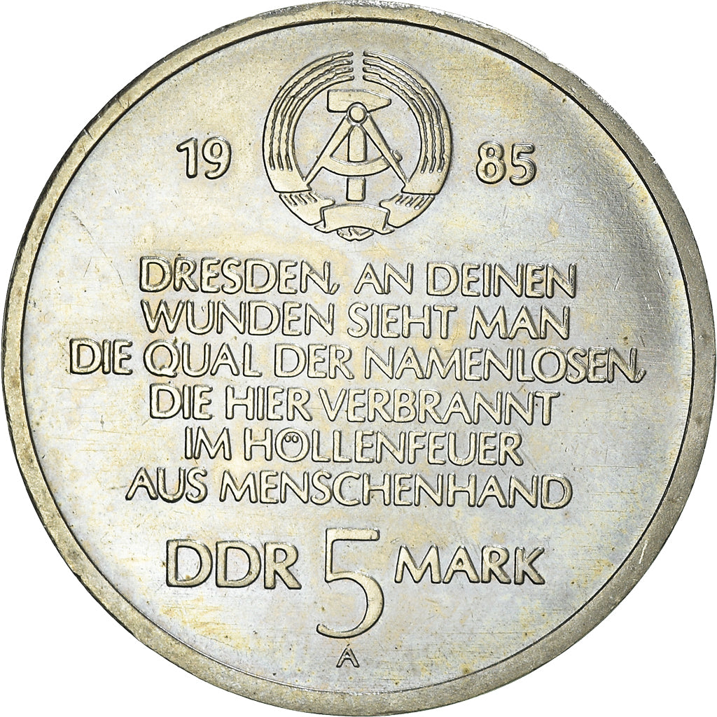 Coin, GERMAN-DEMOCRATIC REPUBLIC, 5 Mark, 1985, Berlin, AU(55-58)