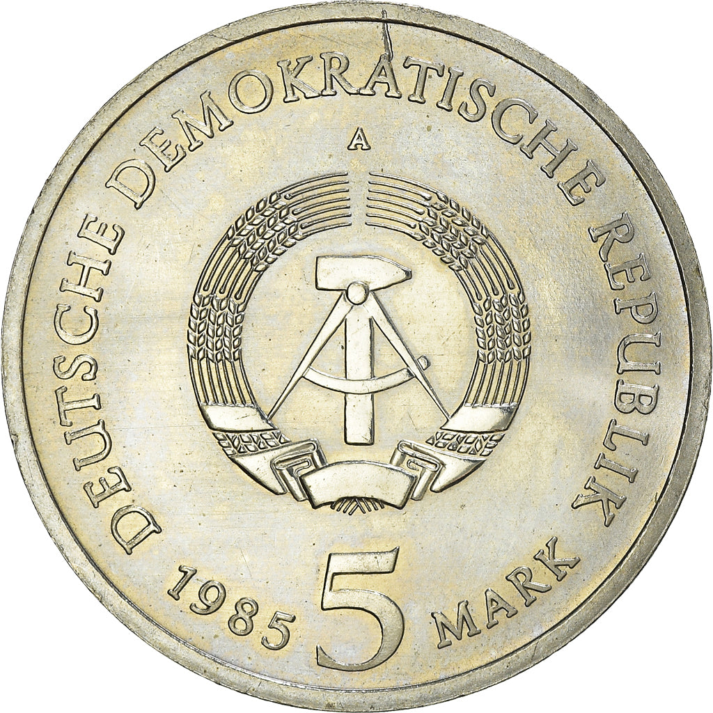 Moneta, REPUBBLICA DEMOCRATICA TEDESCA, 5 Mark, 1985, Berlin, Restoration of