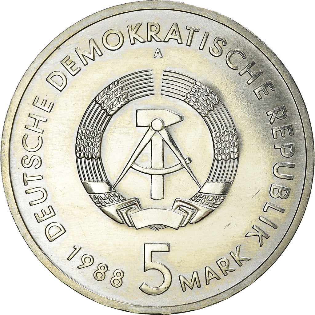 Coin, GERMAN-DEMOCRATIC REPUBLIC, 5 Mark, 1988, Berlin, MS(63), Copper-nickel