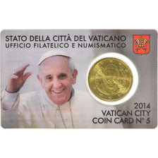VATICAN CITY, 50 Euro Cent, 2014, Rome, Coin card, MS(65-70), Brass