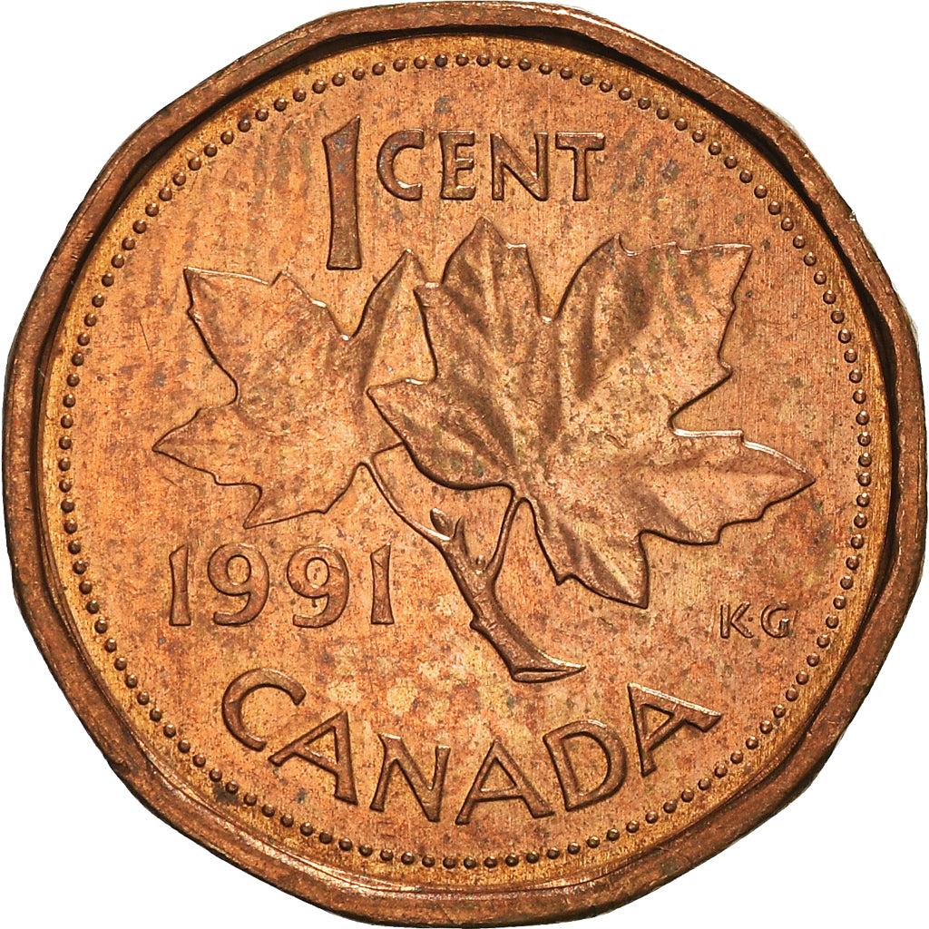 Moneda, Canadá, Elizabeth II, Cent, 1991, Royal Canadian Mint, Ottawa, BC+